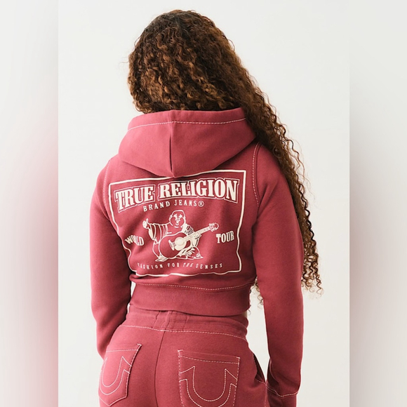 True Religion Tops - new True Religion Red Hoodie sweater cropped